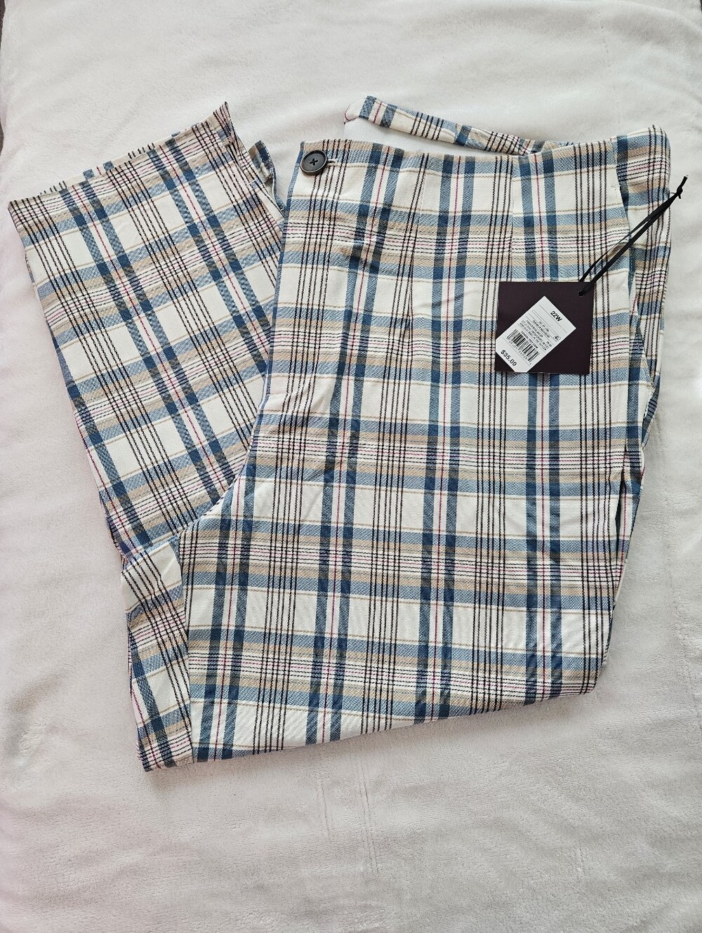 Ava & Viv Blue and Cream Plaid Chinos